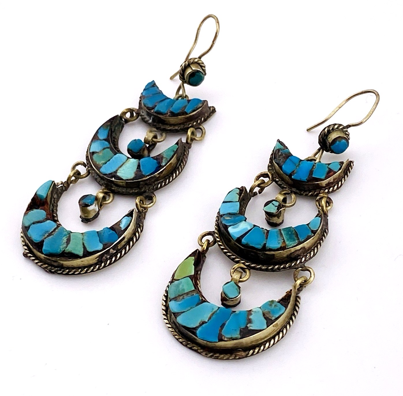 Tibetan Silver Turquoise Inlay Earrings