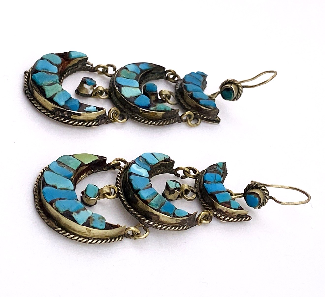 Tibetan Silver Turquoise Inlay Earrings