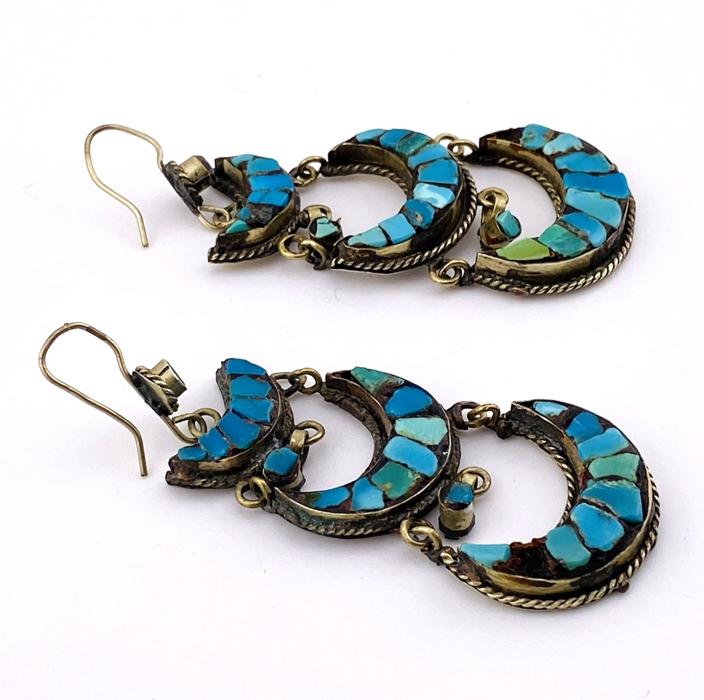Tibetan Silver Turquoise Inlay Earrings
