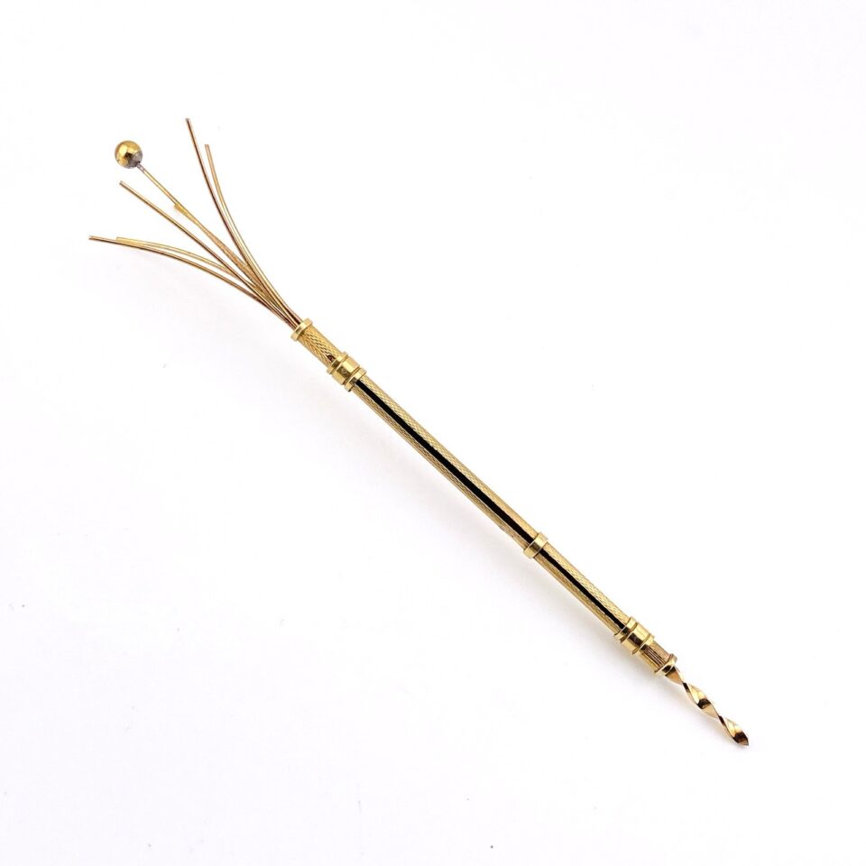 9k Gold Retractable Cigar Piercer Champagne Whisk
