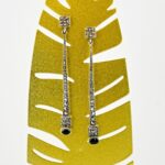 Vintage Long Marcasite Black Onyx Sterling Silver Dangle Earrings