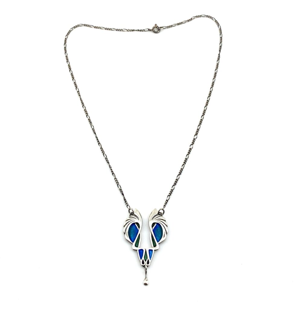 Pat Cheney Sterling Silver Guilloche Enamel Pendant Necklace