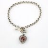 Puffy Heart and Key Charm Bracelet - Sterling Silver, 14k Gold, Garnet