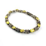 Canary Yellow CZ Marcasite Sterling Silver Bracelet