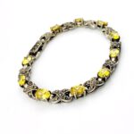 Canary Yellow CZ Marcasite Sterling Silver Bracelet