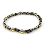 Canary Yellow CZ Marcasite Sterling Silver Bracelet