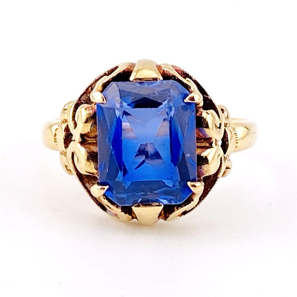 Estate 10k Gold Lab Created Sapphire Women’s Ring