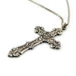 Large Rococo Cross Pendant Necklace