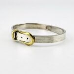 Mexico Sterling Silver Hinged Bangle Cuff with Brass Buckle