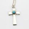 Native American Turquoise Sterling Silver Cross Pendant Necklace