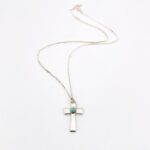 Native American Turquoise Sterling Silver Cross Pendant Necklace