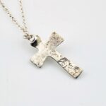 Native American Turquoise Sterling Silver Cross Pendant Necklace