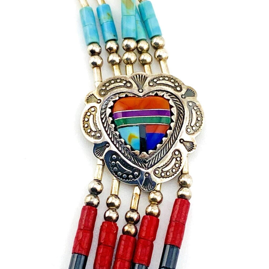 Carolyn Pollack Sterling Silver Multigem Heart Inlay Bracelet – 7.25"