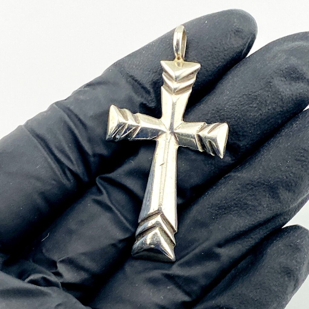 Southwestern Sterling Silver Puffy Cross Pendant