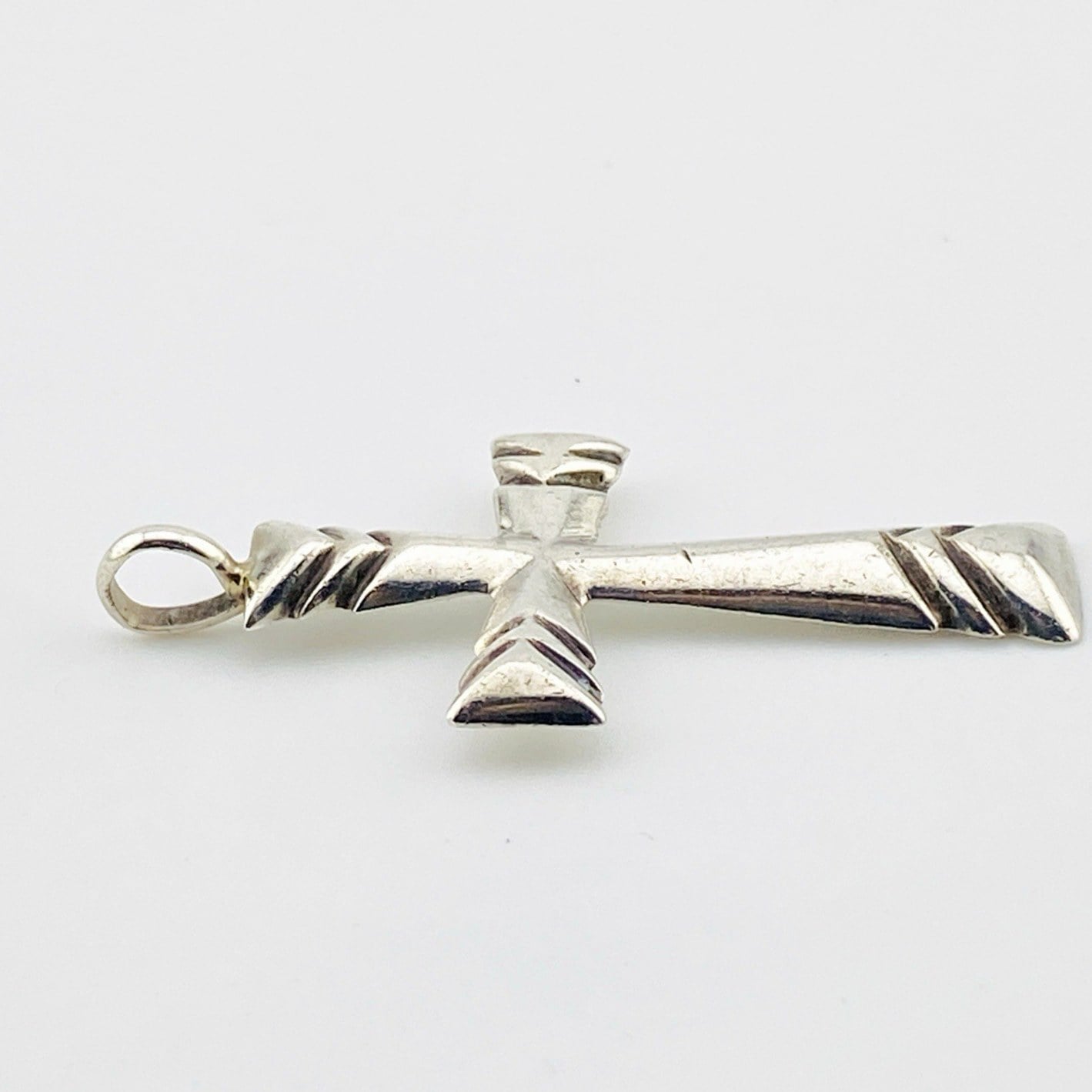 Southwestern Sterling Silver Puffy Cross Pendant