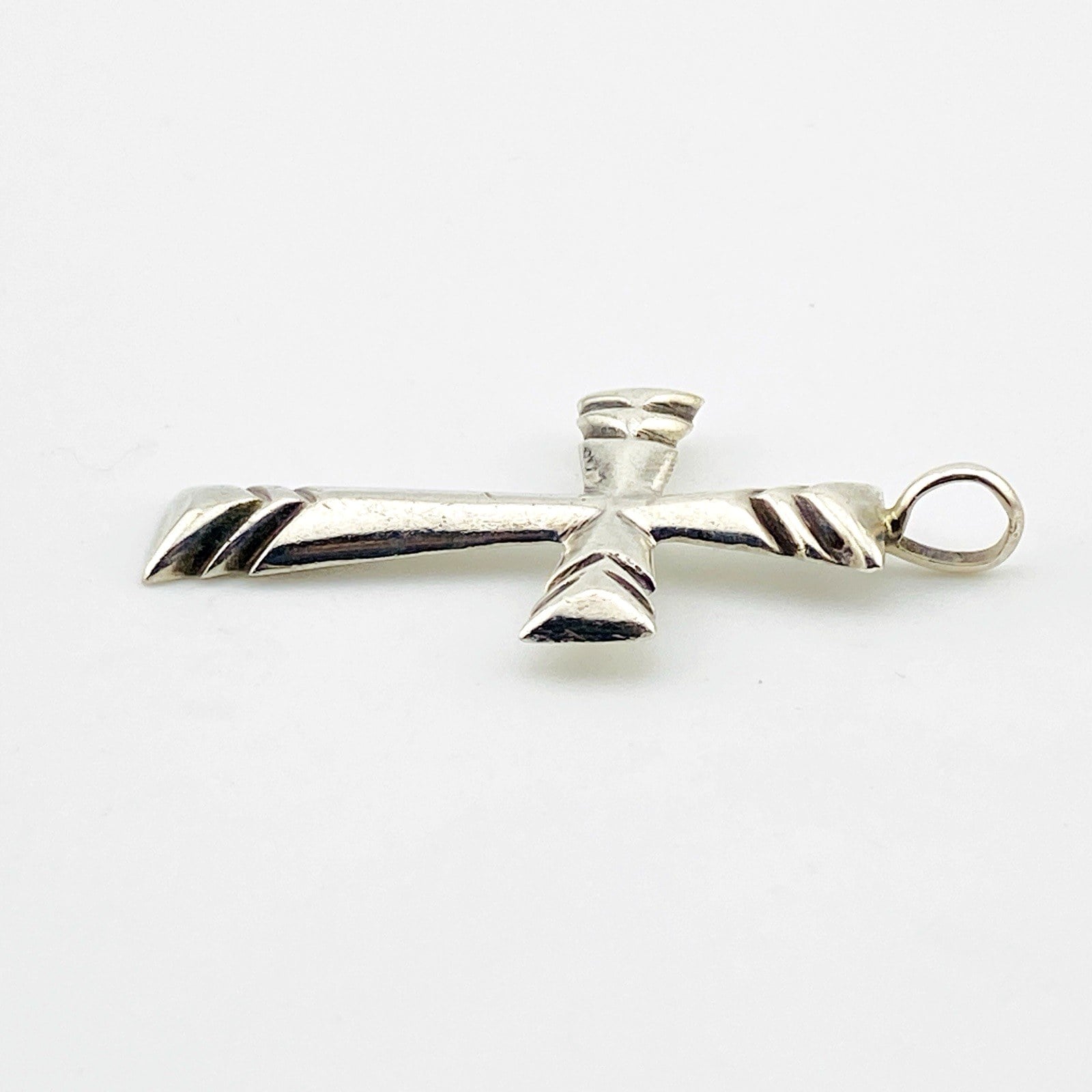 Southwestern Sterling Silver Puffy Cross Pendant