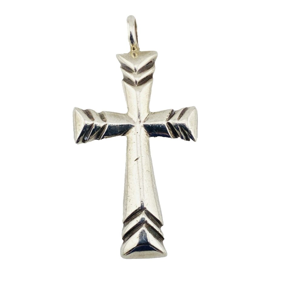 Southwestern Sterling Silver Puffy Cross Pendant