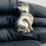 Vintage Puffy Kitty Cat Sterling Silver Pendant