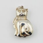 Vintage Puffy Kitty Cat Sterling Silver Pendant