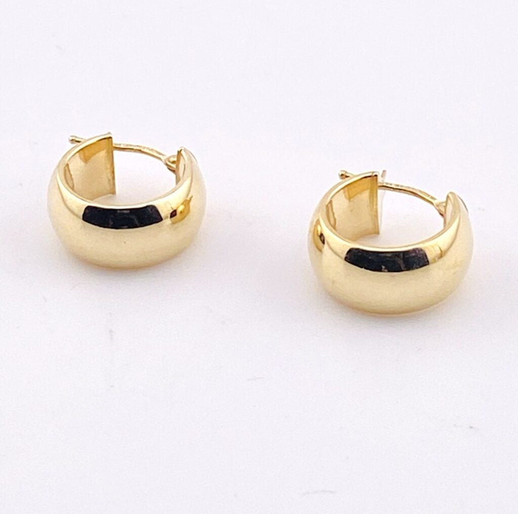 14K Yellow Gold Small Wide Huggy Hoop Earrings