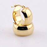14K Yellow Gold Small Wide Huggy Hoop Earrings