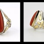 18k Gold Sterling Silver Coral Ring