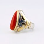 18k Gold Sterling Silver Coral Ring