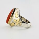 18k Gold Sterling Silver Coral Ring