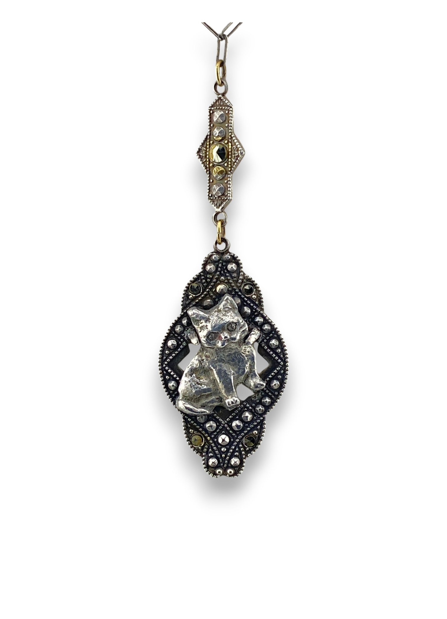 Art deco cat necklace