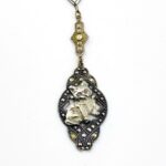 Art Deco Sterling Silver Marcasite Cat Pendant Y Necklace