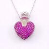 Crowned Heart Pave Ruby Pendant Necklace