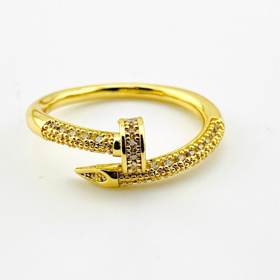 Crystal Pavé Nail Bypass Ring