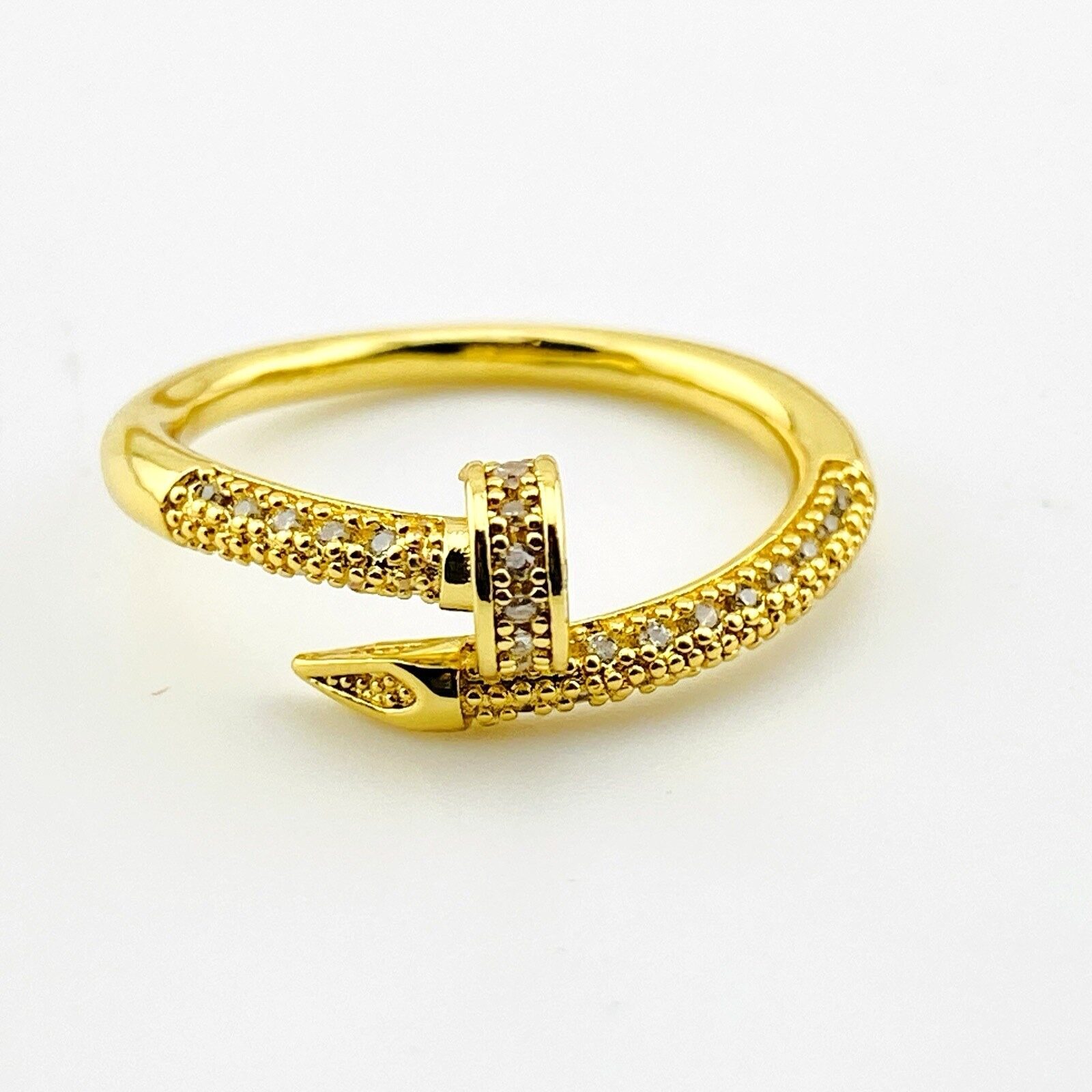 Crystal Pavé Nail Bypass Ring