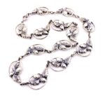 Danecraft Sterling Silver Necklace Earrings Set - Signed - Acorns and Leaves Links - Mid Century Chic