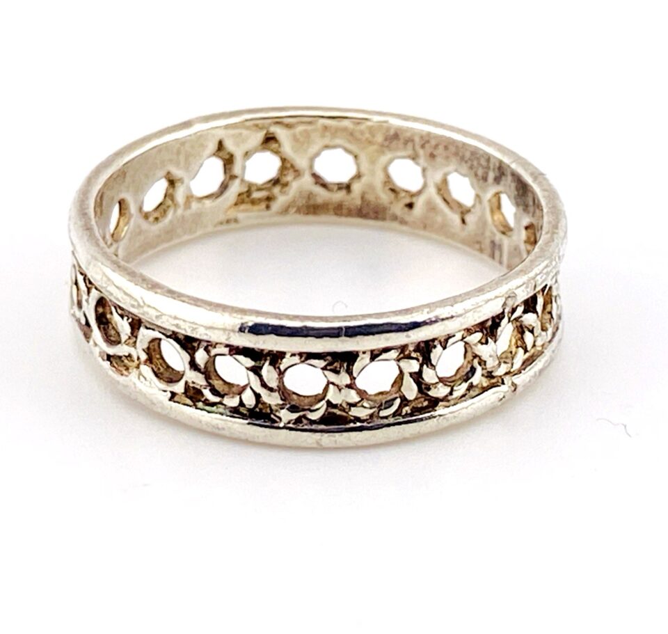 Open Work Stackable Sterling Silver Band Ring Size 9