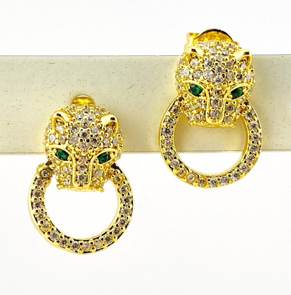 Panther Pavé Crystal Doorknocker Earrings