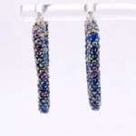 Pave Crystal Square Hoop Earrings in Sterling Silver