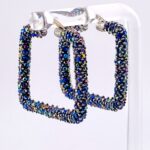 Pave Crystal Square Hoop Earrings in Sterling Silver