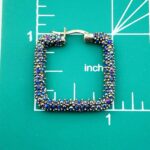 Pave Crystal Square Hoop Earrings in Sterling Silver