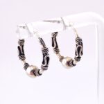 Petite Sterling Silver Tribal Hoop Earrings Thailand Fine Workmanship c 1990s