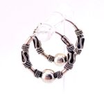 Petite Sterling Silver Tribal Hoop Earrings Thailand Fine Workmanship c 1990s
