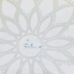 Signed Vintage Art Glass Plate Yellow White Clear Lacy Pattern 8.75 in