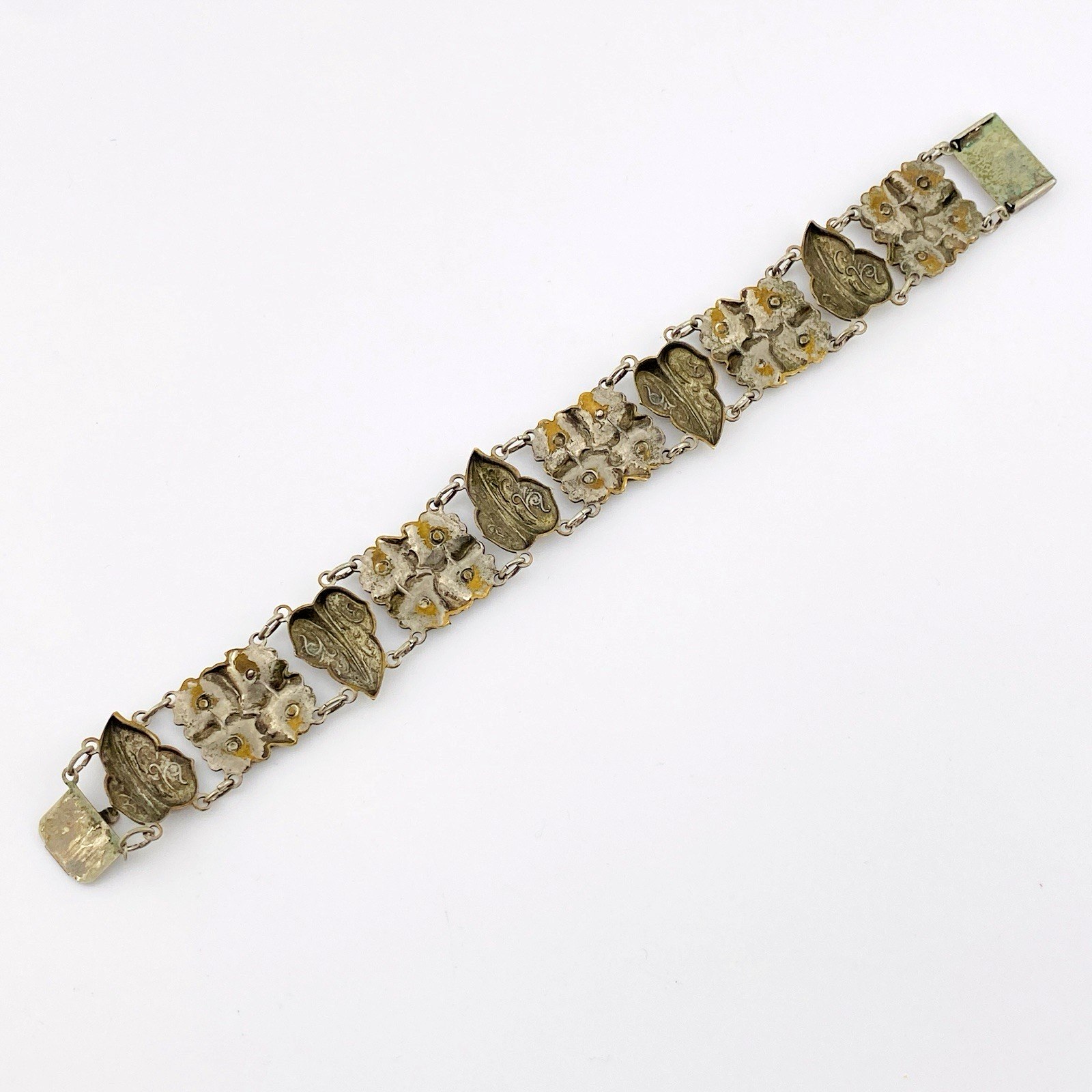Silver Panels Bracelet Retro Vintage