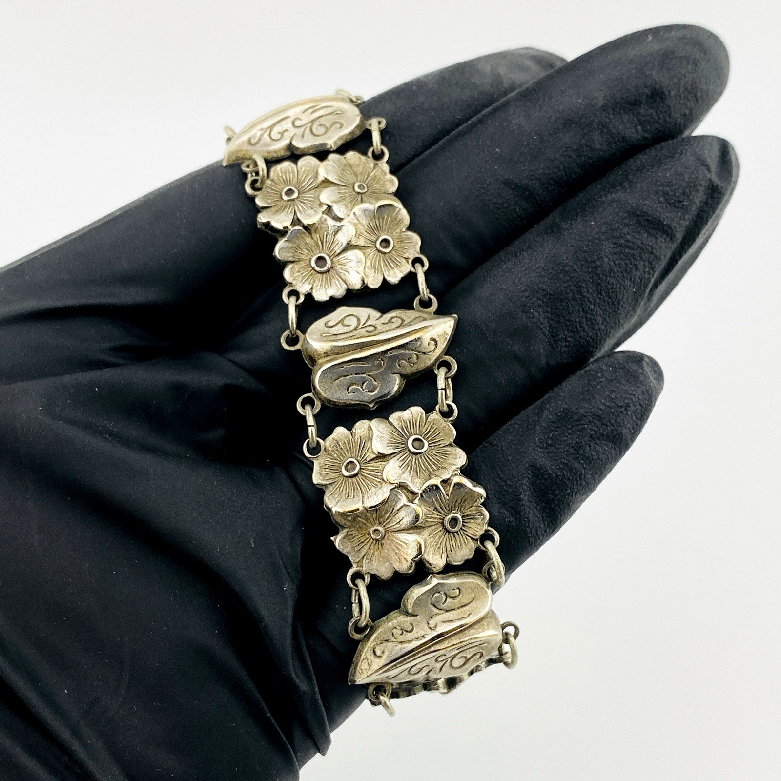 Silver Panels Bracelet Retro Vintage