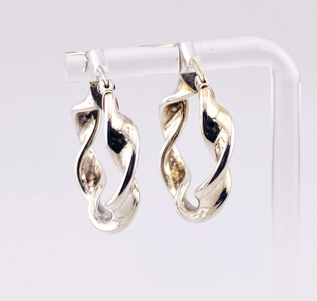 Twisted Ribbon Hoop Earrings in Sterling Silver