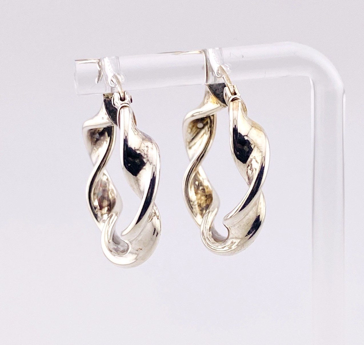 Twisted Ribbon Hoop Earrings in Sterling Silver