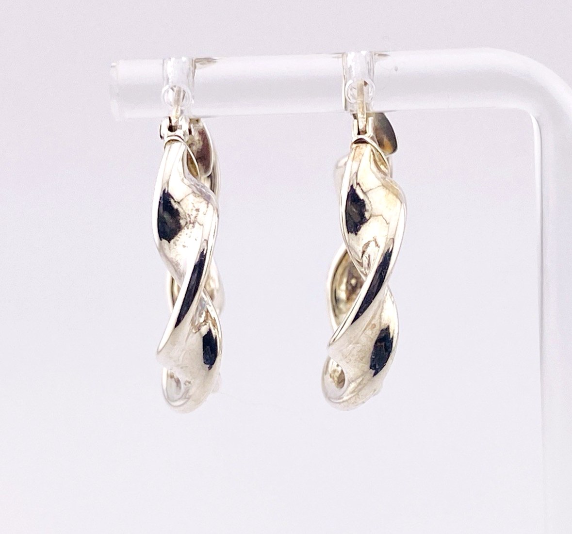 Twisted Ribbon Hoop Earrings in Sterling Silver