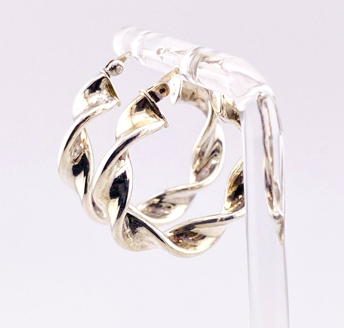 Twisted Ribbon Hoop Earrings in Sterling Silver