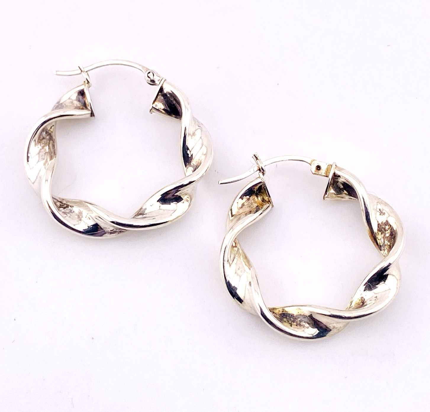 Twisted Ribbon Hoop Earrings in Sterling Silver