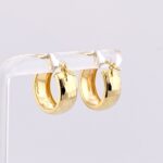 Wide Hammered Finish Huggy Hoop Earrings